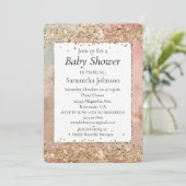 Rose Gold Glitzer Confetti Einladung (Stehend Vorderseite)