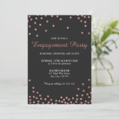 Rose Gold Glitzer Confetti Engagement Party Einladung (Stehend Vorderseite)