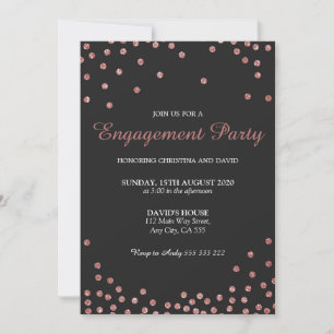 Rose Gold Glitzer Confetti Engagement Party Einladung
