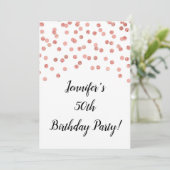 Rose Gold Glitzer Confetti Feiert 50 Jahre Einladung (Stehend Vorderseite)