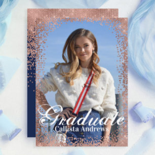 Rose Gold Glitzer Confetti Foto Abschluss Einladung