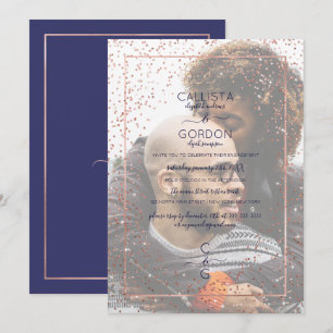 Rose Gold Glitzer Confetti Foto Verlobung Einladung
