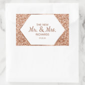 Rose Gold Glitzer Confetti Glam Der neue Mr. & Mrs Rechteckiger Aufkleber (Tasche)
