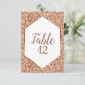 Rose Gold Glitzer Confetti Glam Empfang Sitzplatz Einladung (Stehend Vorderseite)