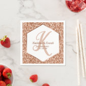 Rose Gold Glitzer Confetti Glam Monogram Wedding Serviette (Beispiel)