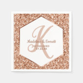 Rose Gold Glitzer Confetti Glam Monogram Wedding Serviette (Vorderseite)