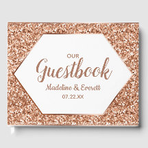 Rose Gold Glitzer Confetti Glam Wedding Monogram
