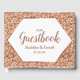 Rose Gold Glitzer Confetti Glam Wedding Monogram Gästebuch