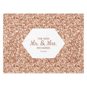Rose Gold Glitzer Confetti Glam Wedding Monogram Tischdecke