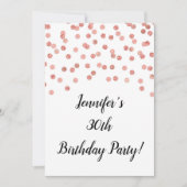 Rose Gold Glitzer Confetti jubelt auf 30 Jahre Einladung (Vorderseite)