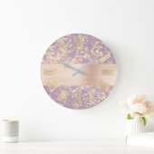 Rose Gold Glitzer Confetti Lila römische Zahlen Große Wanduhr (Zuhause)