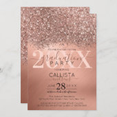 Rose Gold Glitzer Confetti Metallic Abschluss Einladung (Vorne/Hinten)