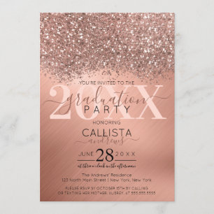 Rose Gold Glitzer Confetti Metallic Abschluss Einladung