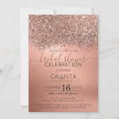Rose Gold Glitzer Confetti Metallic Brautparty Einladung (Vorderseite)