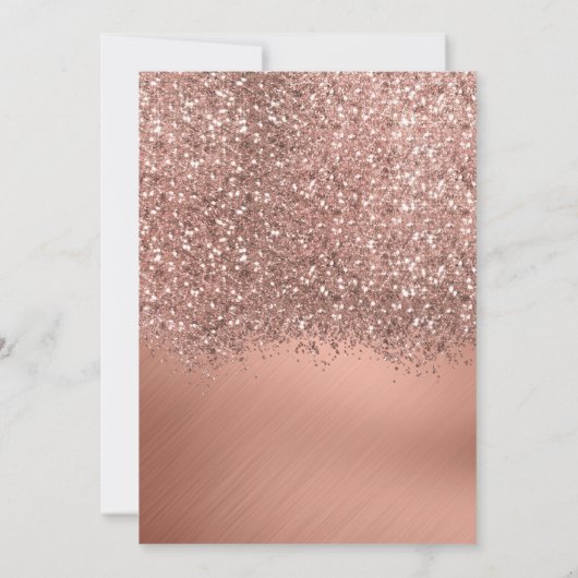 Rose Gold Glitzer Confetti Metallic Brautparty Einladung (Rückseite)