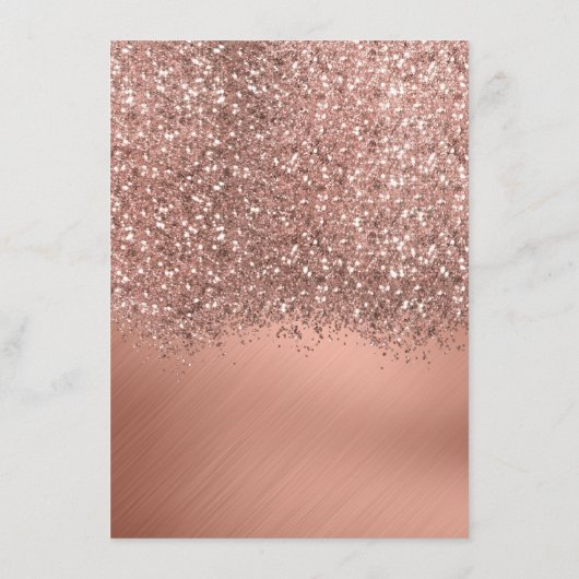 Rose Gold Glitzer Confetti Metallic Hochzeitsdetai Begleitkarte (Rückseite)