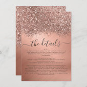 Rose Gold Glitzer Confetti Metallic Hochzeitsdetai Begleitkarte (Vorne/Hinten)