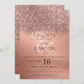 Rose Gold Glitzer Confetti Metallic Verlobung Einladung (Vorne/Hinten)
