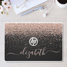 Rose Gold Glitzer Confetti Personalisiert Black HP Laptop-Aufkleber