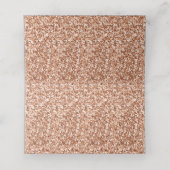 Rose Gold Glitzer Confetti Sitzplatz Tischnummer Platzkarte (Innenseite Aufgefaltet)