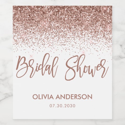 Rose Gold Glitzer Confetti Sparkle Brautparty Weinetikett (Einzelnes Label)