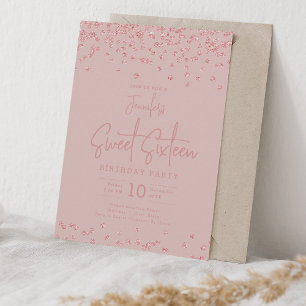 Rose Gold Glitzer Confetti Sweet 16 Rosa Rosa Einladung