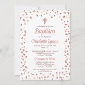 Rose Gold Glitzer Confetti Taufe Einladung (Vorderseite)