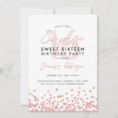Rose Gold Glitzer Confetti Überraschung Sweet 16 Einladung (Vorderseite)