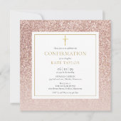 Rose Gold Glitzer Confirmation Square Einladung (Vorderseite)