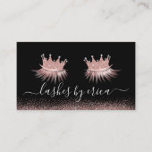 Rose Gold Glitzer Crown Eyelash Diva Lashes Salon Visitenkarte (Vorderseite)