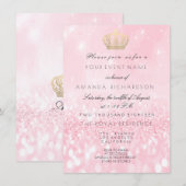 Rose Gold Glitzer Crown Royal Glitzer 16. Bridal Einladung (Vorne/Hinten)