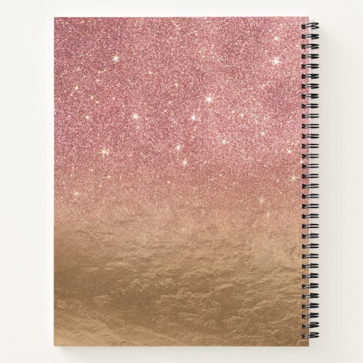 Rose Gold Glitzer Crumbled Foil Ombre Gradient Notizblock (Rückseite)