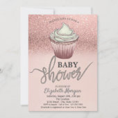 Rose Gold Glitzer Cupcake Einladung (Vorderseite)