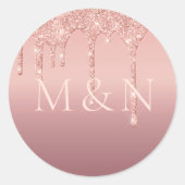 Rose Gold Glitzer Custom Letters Wedding Sticker (Vorderseite)