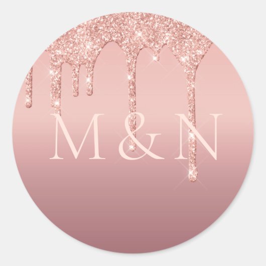 Rose Gold Glitzer Custom Letters Wedding Sticker (Vorderseite)