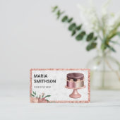Rose Gold Glitzer Custom Pink Ribbon Kuchen Bäcker Visitenkarte (Stehend Vorderseite)
