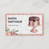 Rose Gold Glitzer Custom Pink Ribbon Kuchen Bäcker Visitenkarte (Vorderseite)