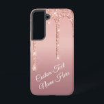 Rose Gold Glitzer Custom Text Samsung Galaxy Fall Samsung Galaxy Hülle<br><div class="desc">Samsung Galaxy Hüllen oder iPhone Fälle mit Custom Text Rose Gold Blush Glitzer Sparkle Tropfen Rosa Hochzeit oder Party Supplies / Gift - Fügen Sie Ihren einzigartigen Text / Name oder entfernen Text - Make Your Special Gift - Neu vergrössern und verschieben oder entfernen und hinzufügen / Elemente mit Anpassungs-Tool....</div>