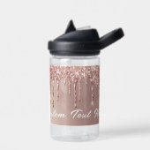 Rose Gold Glitzer Custom Text Water Flasche (Links)