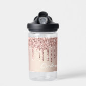 Rose Gold Glitzer Custom Text Water Flasche (Vorne)