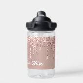 Rose Gold Glitzer Custom Text Water Flasche (Rückseite)