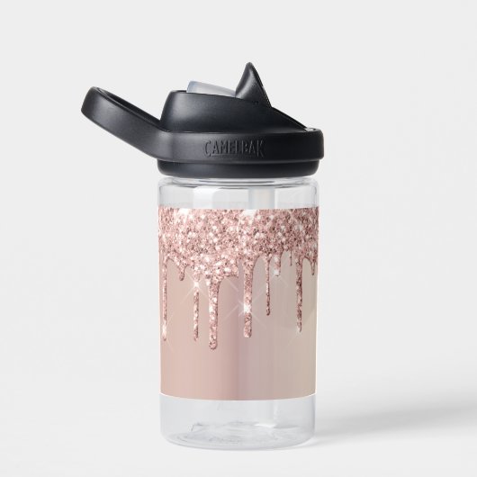 Rose Gold Glitzer Custom Text Water Flasche (rechts)