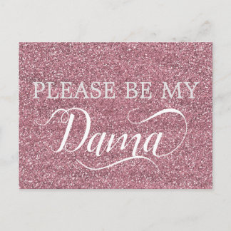 Rose Gold Glitzer Dama Quinceanera Dama Vorschlag Einladungspostkarte