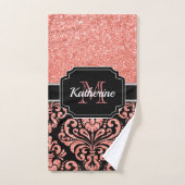 Rose Gold Glitzer Damask Badhandtuch Set (Handtuch)
