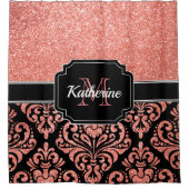 Rose Gold Glitzer Damask Duschvorhang (Vorderseite)