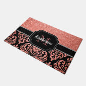 Rose Gold Glitzer Damask Fußmatte (Schrägansicht)