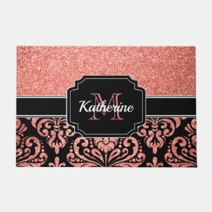 Rose Gold Glitzer Damask Fußmatte