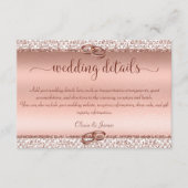 Rose Gold Glitzer Damask Hochzeitdetails Begleitkarte (Vorderseite)