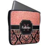 Rose Gold Glitzer Damask Laptopschutzhülle (Vorne Rechts)