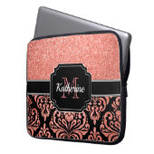 Rose Gold Glitzer Damask Laptopschutzhülle (Vorderseite Links)